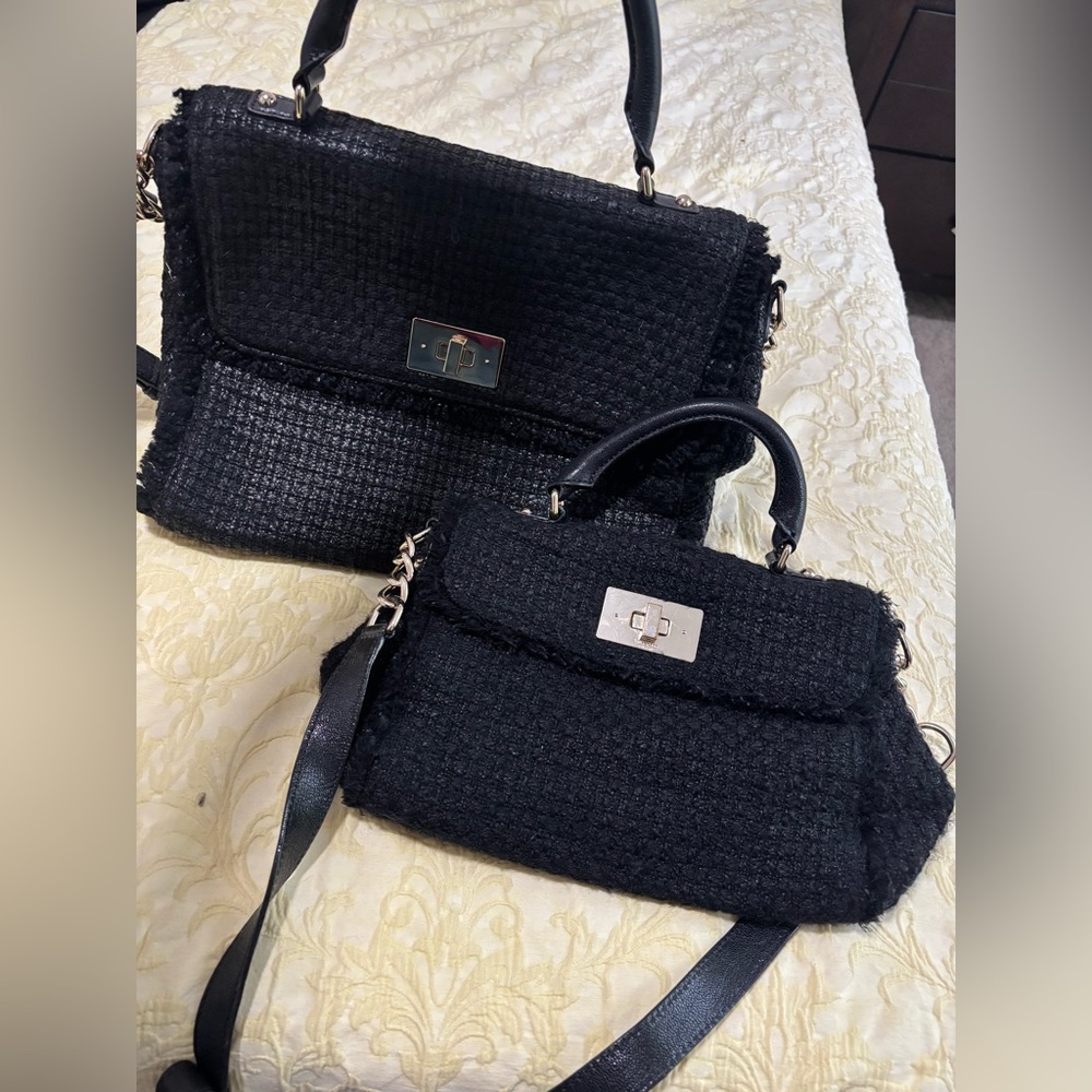 Kate Spade set of Tuxedo Hill Black Tweed Handbags